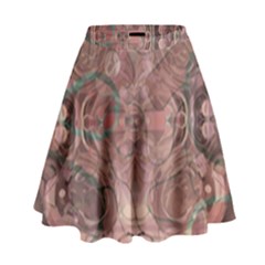 Tea Rose Pink And Brown Abstract Art Color High Waist Skirt by SpinnyChairDesigns