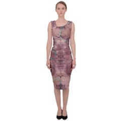 Tea Rose Pink And Brown Abstract Art Color Sleeveless Pencil Dress by SpinnyChairDesigns