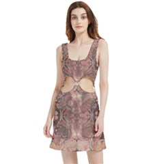 Tea Rose Pink And Brown Abstract Art Color Velvet Cutout Dress