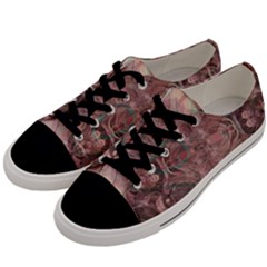 Tea Rose Pink And Brown Abstract Art Color Men s Low Top Canvas Sneakers by SpinnyChairDesigns