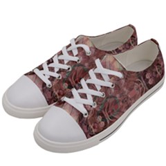 Tea Rose Pink And Brown Abstract Art Color Women s Low Top Canvas Sneakers by SpinnyChairDesigns