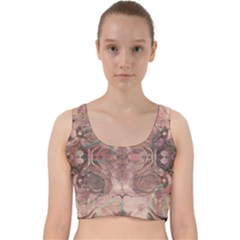 Tea Rose Pink And Brown Abstract Art Color Velvet Racer Back Crop Top by SpinnyChairDesigns