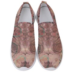 Tea Rose Pink And Brown Abstract Art Color Men s Slip On Sneakers by SpinnyChairDesigns