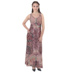 Tea Rose Pink And Brown Abstract Art Color Sleeveless Velour Maxi Dress by SpinnyChairDesigns