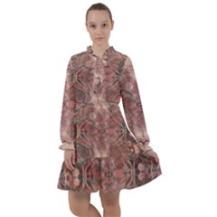 Tea Rose Pink And Brown Abstract Art Color All Frills Chiffon Dress