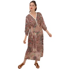 Tea Rose Pink And Brown Abstract Art Color Grecian Style  Maxi Dress