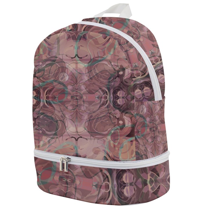 Tea Rose Pink and Brown Abstract Art Color Zip Bottom Backpack