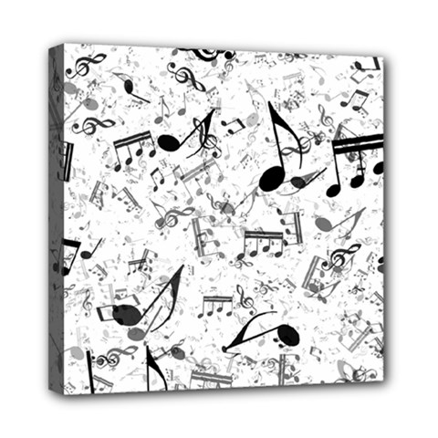 Black And White Music Notes Mini Canvas 8  X 8  (stretched)