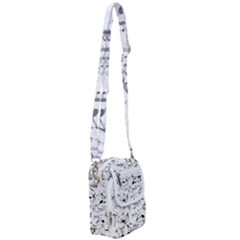 Black And White Music Notes Shoulder Strap Belt Bag by SpinnyChairDesigns