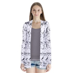 Black And White Music Notes Drape Collar Cardigan