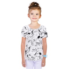 Black And White Music Notes Kids  One Piece Tee