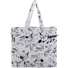 Black And White Music Notes Canvas Travel Bag by SpinnyChairDesigns