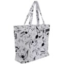 Black and White Music Notes Zip Up Canvas Bag View2