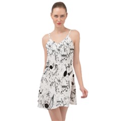 Black And White Music Notes Summer Time Chiffon Dress