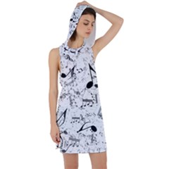 Black And White Music Notes Racer Back Hoodie Dress