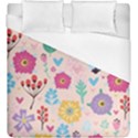 Tekstura-fon-tsvety-berries-flowers-pattern-seamless Duvet Cover (King Size) View1