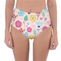 Tekstura-fon-tsvety-berries-flowers-pattern-seamless Reversible High-Waist Bikini Bottoms View1