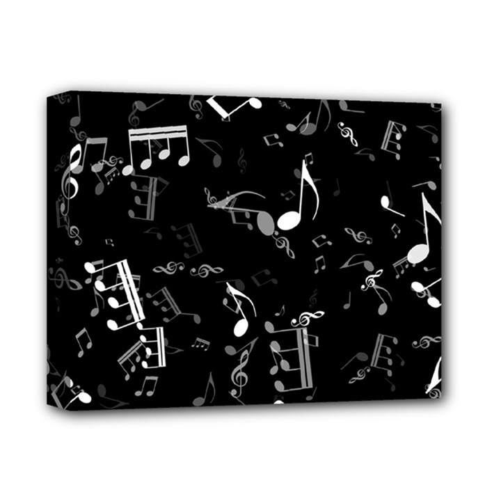 Black and White Music Notes Deluxe Canvas 14  x 11  (Stretched)