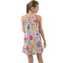 Tekstura-fon-tsvety-berries-flowers-pattern-seamless Halter Tie Back Chiffon Dress View2