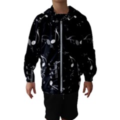 Black And White Music Notes Kids  Hooded Windbreaker