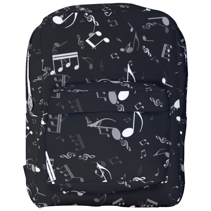 Black and White Music Notes Full Print Backpack