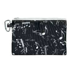 Black And White Music Notes Canvas Cosmetic Bag (large)