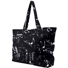 Black And White Music Notes Simple Shoulder Bag by SpinnyChairDesigns