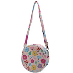 Tekstura-fon-tsvety-berries-flowers-pattern-seamless Crossbody Circle Bag by Sobalvarro