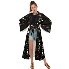 Black And White Music Notes Maxi Kimono