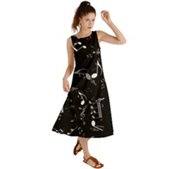 Black And White Music Notes Summer Maxi Dress