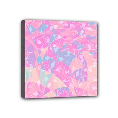 Pink Blue Peach Color Mosaic Mini Canvas 4  X 4  (stretched) by SpinnyChairDesigns