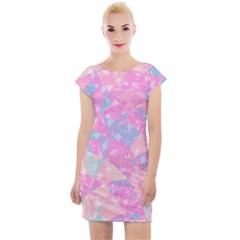 Pink Blue Peach Color Mosaic Cap Sleeve Bodycon Dress by SpinnyChairDesigns