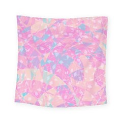 Pink Blue Peach Color Mosaic Square Tapestry (small) by SpinnyChairDesigns