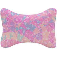 Pink Blue Peach Color Mosaic Seat Head Rest Cushion by SpinnyChairDesigns