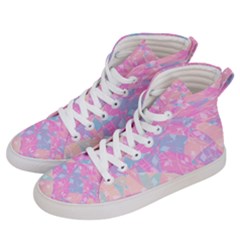 Pink Blue Peach Color Mosaic Women s Hi-top Skate Sneakers by SpinnyChairDesigns