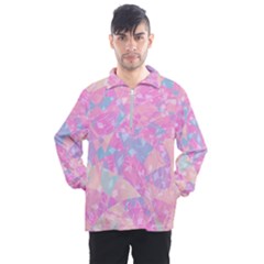 Pink Blue Peach Color Mosaic Men s Half Zip Pullover by SpinnyChairDesigns