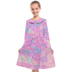 Pink Blue Peach Color Mosaic Kids  Midi Sailor Dress