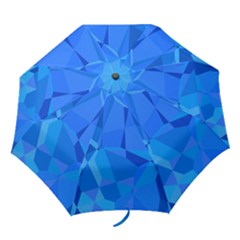 Electric Blue Geometric Pattern Folding Umbrellas by SpinnyChairDesigns