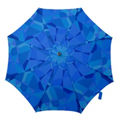 Electric Blue Geometric Pattern Hook Handle Umbrellas (large) by SpinnyChairDesigns