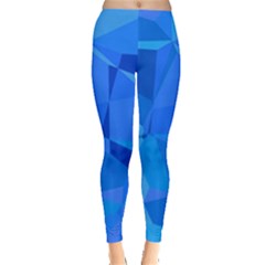 Electric Blue Geometric Pattern Leggings  by SpinnyChairDesigns