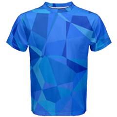 Electric Blue Geometric Pattern Men s Cotton Tee by SpinnyChairDesigns