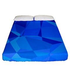 Electric Blue Geometric Pattern Fitted Sheet (queen Size) by SpinnyChairDesigns