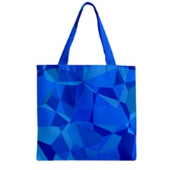 Electric Blue Geometric Pattern Zipper Grocery Tote Bag by SpinnyChairDesigns