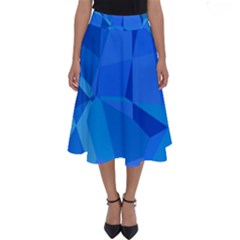 Electric Blue Geometric Pattern Perfect Length Midi Skirt by SpinnyChairDesigns