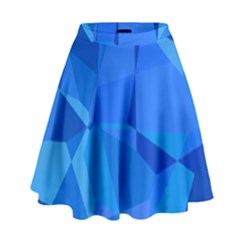 Electric Blue Geometric Pattern High Waist Skirt by SpinnyChairDesigns