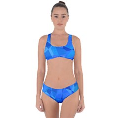 Electric Blue Geometric Pattern Criss Cross Bikini Set by SpinnyChairDesigns