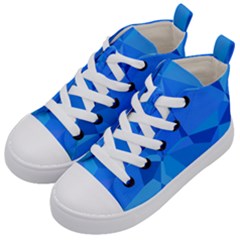 Electric Blue Geometric Pattern Kids  Mid-top Canvas Sneakers by SpinnyChairDesigns