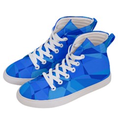 Electric Blue Geometric Pattern Women s Hi-top Skate Sneakers by SpinnyChairDesigns