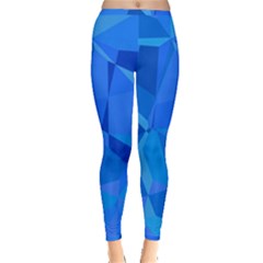 Electric Blue Geometric Pattern Inside Out Leggings by SpinnyChairDesigns