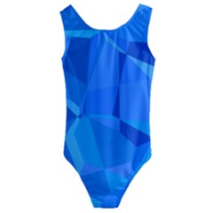 Electric Blue Geometric Pattern Kids  Cut-out Back One Piece Swimsuit by SpinnyChairDesigns